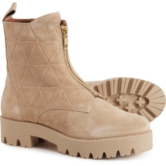 NEW SHOECOLATE Made in India Quilted Zip Boots - Suede For Women 463sn - Picture 1 of 6